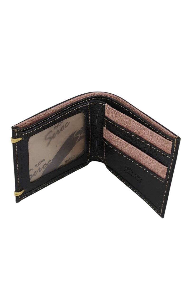 Billetera de Cuero Genuino 100%: Estilo Clásico con Acabado de Costuras a Mano Negro