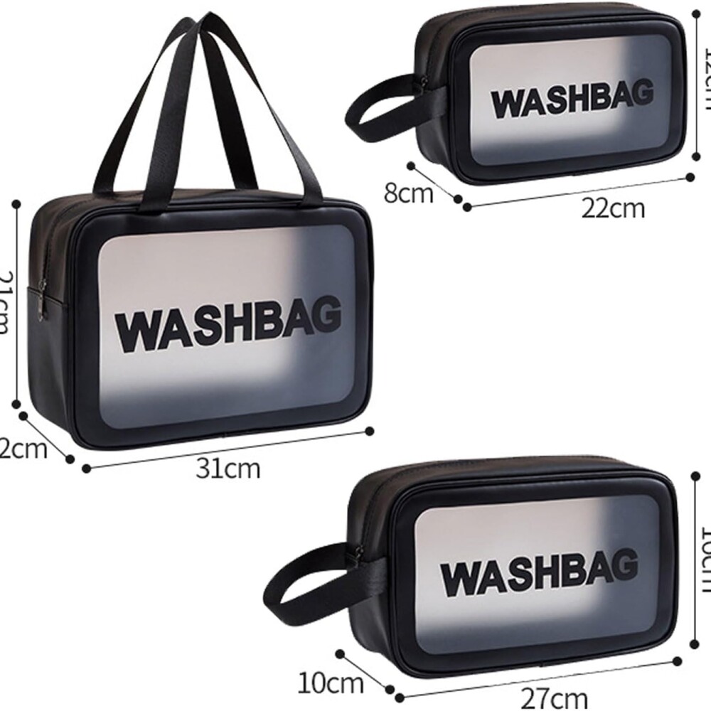 Estuche Neceser Washbag 3 Piezas Negro