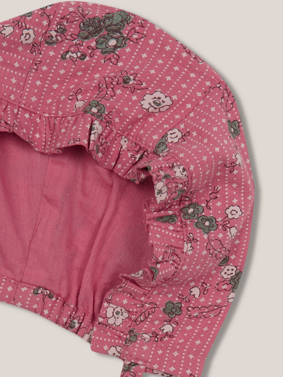Capota Estampado De Flores Con Volante Rosa
