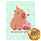 Lámina Capibara Cappy Birthday Rosa Rect.