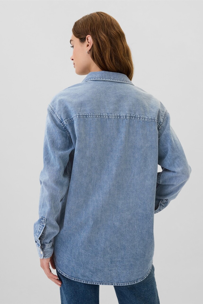 Camisa De Jean Big Mujer Medium Wash