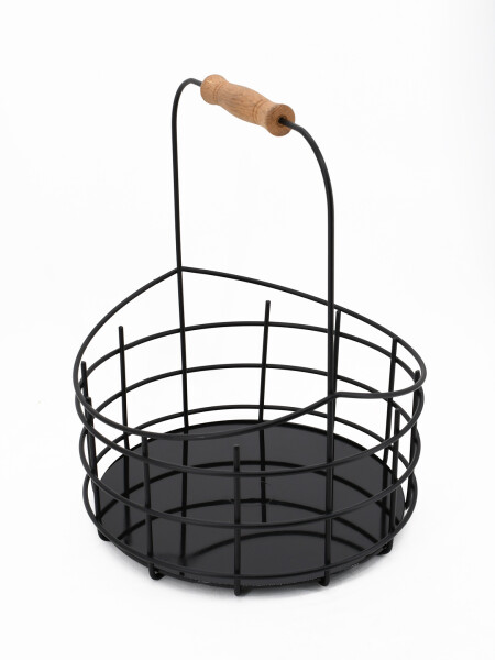 FRUTERO METAL CON ASA DE BAMBOO NEGRO
