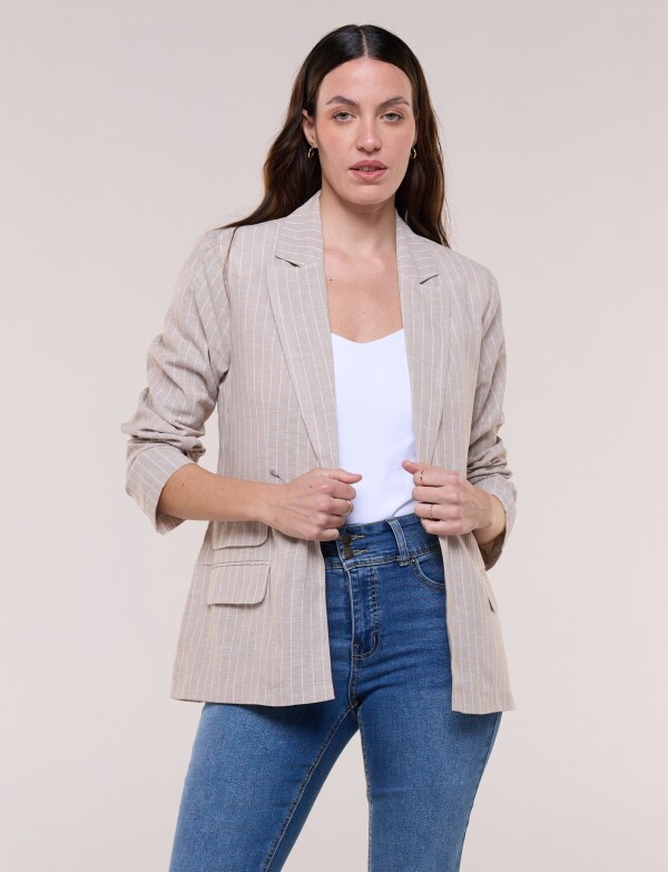 Blazer Sastrero De Lino BEIGE/MULTI