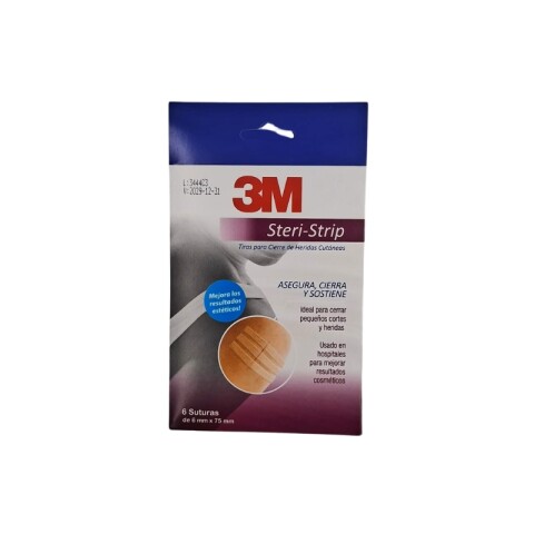 3M Steri-Strip tiras para cierre de heridas cutáneas x6 suturas de 6mmx75mm 3M Steri-Strip tiras para cierre de heridas cutáneas x6 suturas de 6mmx75mm