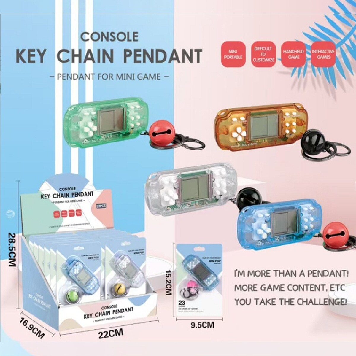 Llavero Mini Consola De 23 Juegos - Rectangular Transparente 