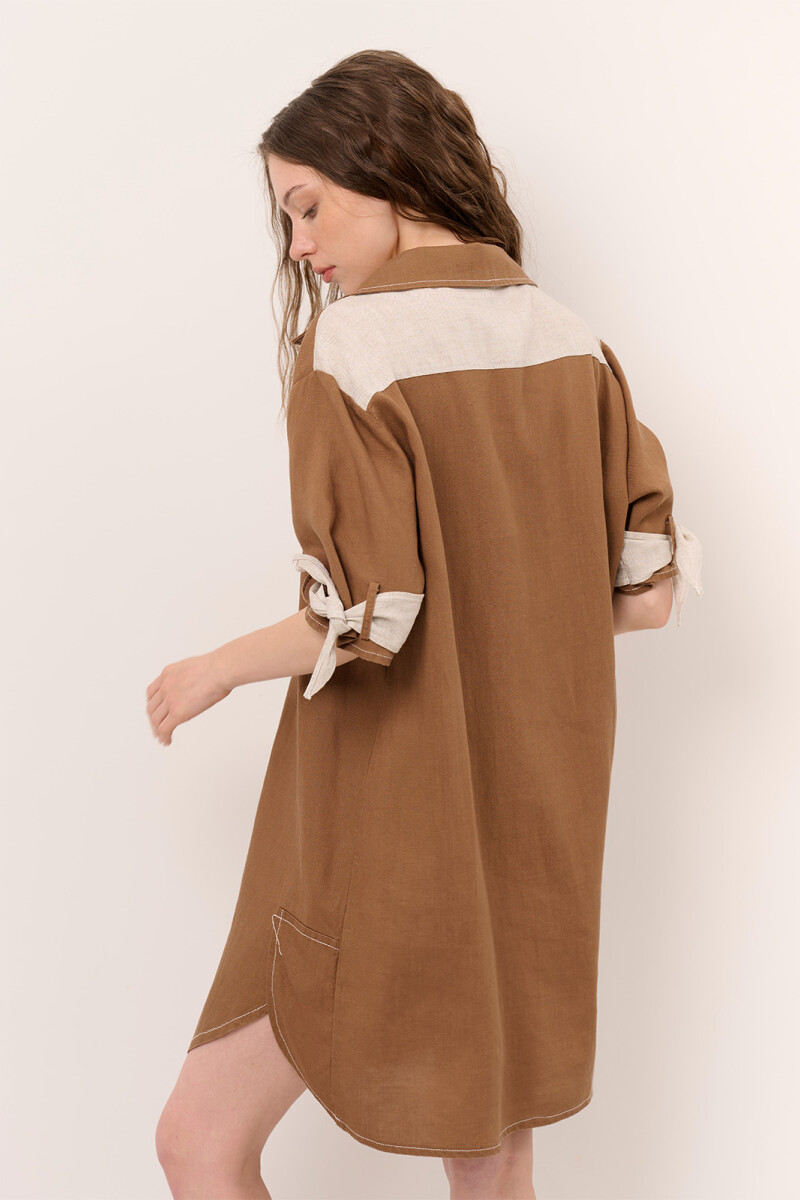 VESTIDO LINO POLO TOSTADO