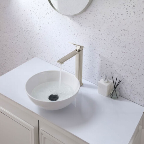 GRIFERIA LAVATORIO ALTO EN BRUSHED NICKEL - SERIE SALEMI 000