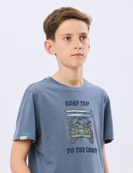 REMERA ESTAMPADA DE ALGODÓN Piedra