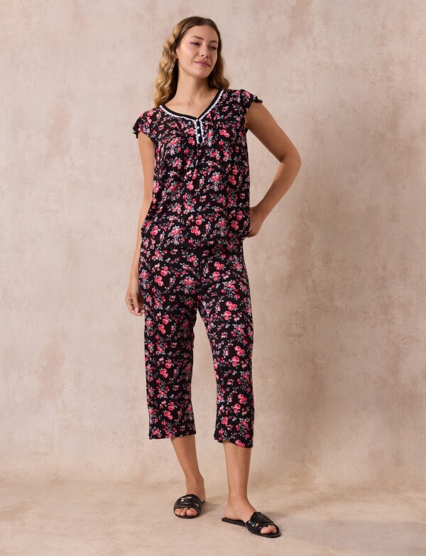 Pijama C/capri MULTI/NEGRO