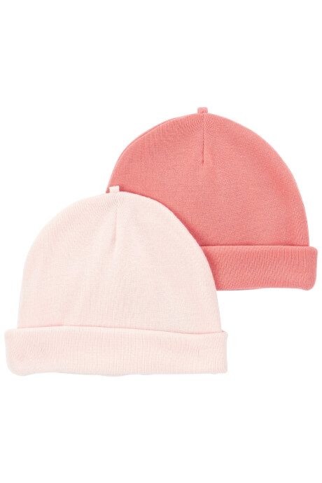 Pack dos gorros de poliéster, rosados Pack dos gorros de poliéster, rosados