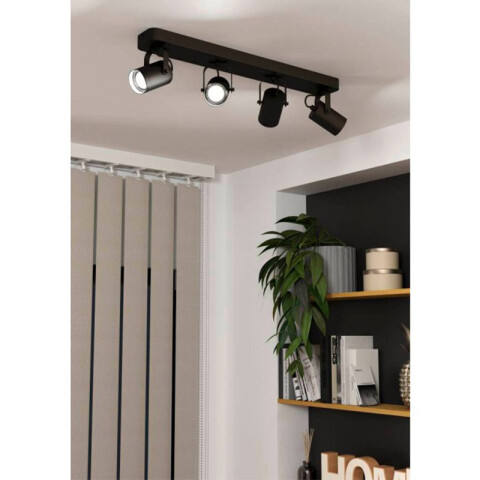 Aplique LED con 4 spot acero negro articulado SOREGO EG4216