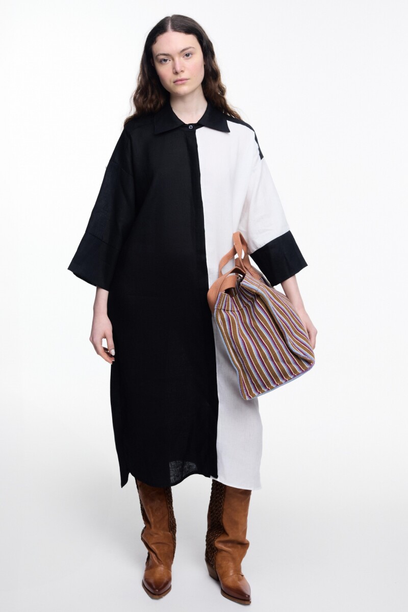 VESTIDO CONTRASTE Negro