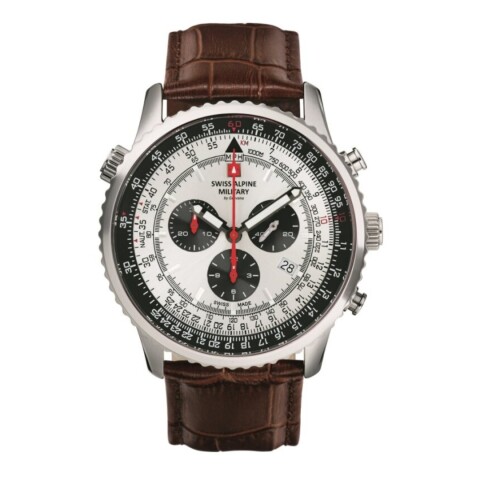 Reloj Swiss Alpine Military Viper 7078.9532 para hombre con correa de cuero Plateado