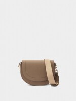 Bolso Bandolera Ovalado Con Solapa camel