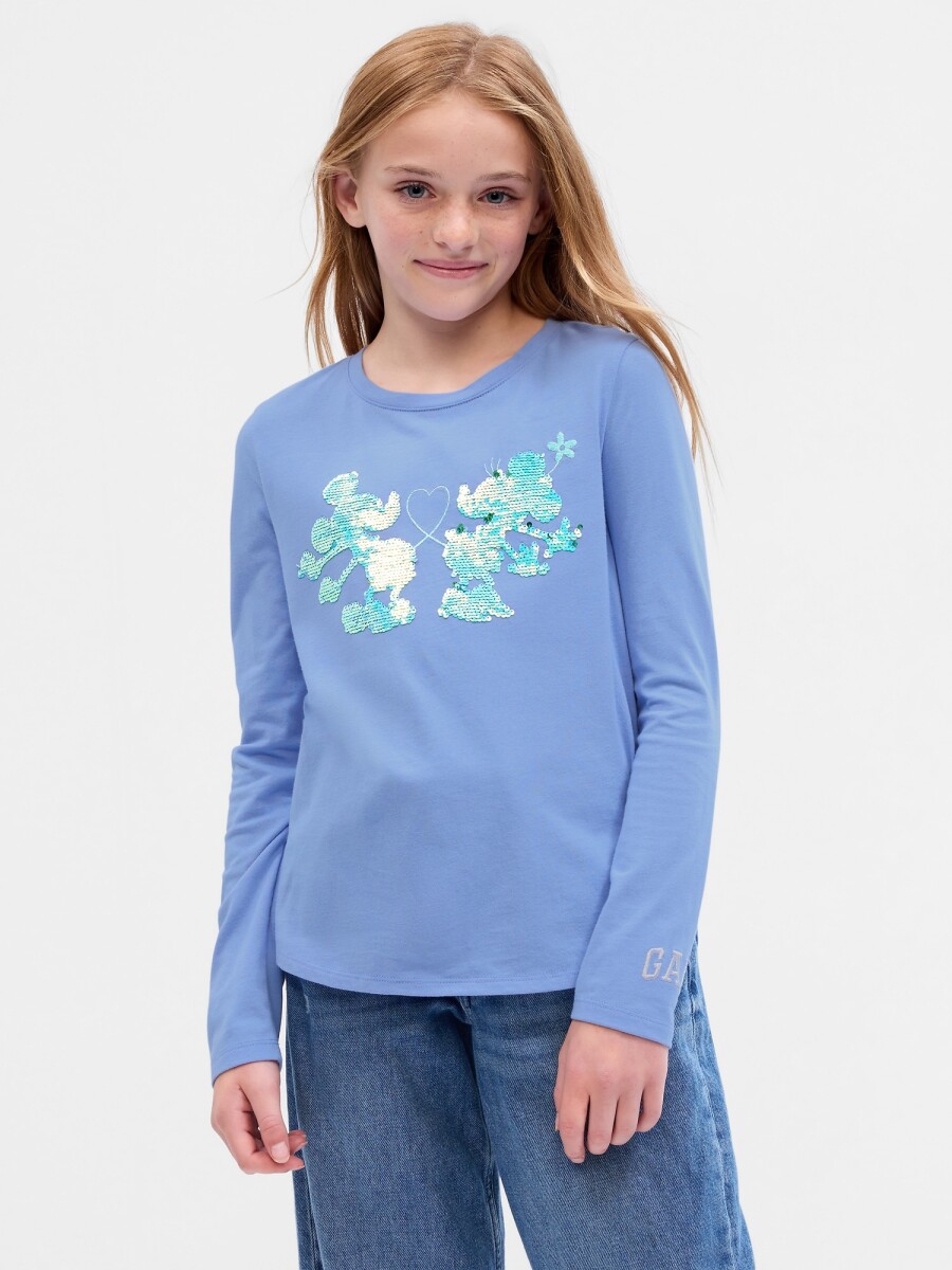 Remera Gráfico Con Lentejuelas Niña - Shirting Blue 