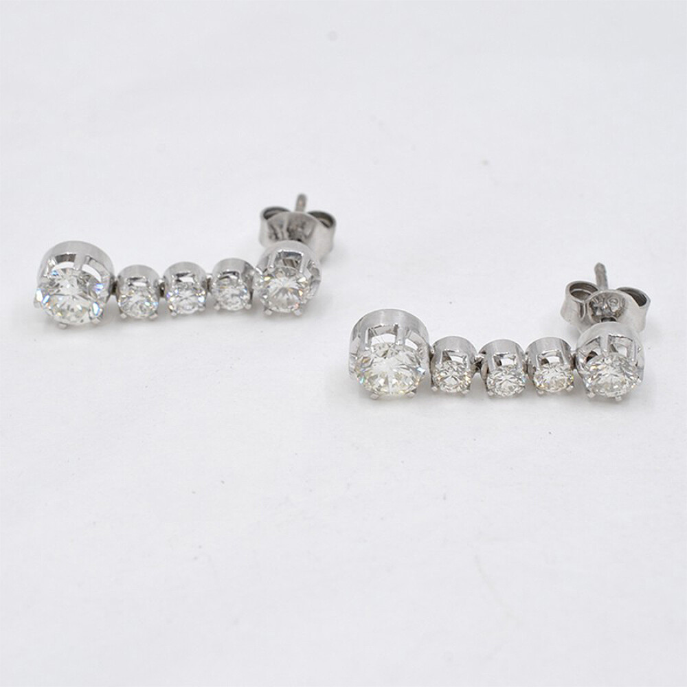 Par De Caravanas En Diamantes 2,10 Ct Y Oro Blanco 18K. Circa 1960-1980´S Par De Caravanas En Diamantes 2,10 Ct Y Oro Blanco 18K. Circa 1960-1980´S