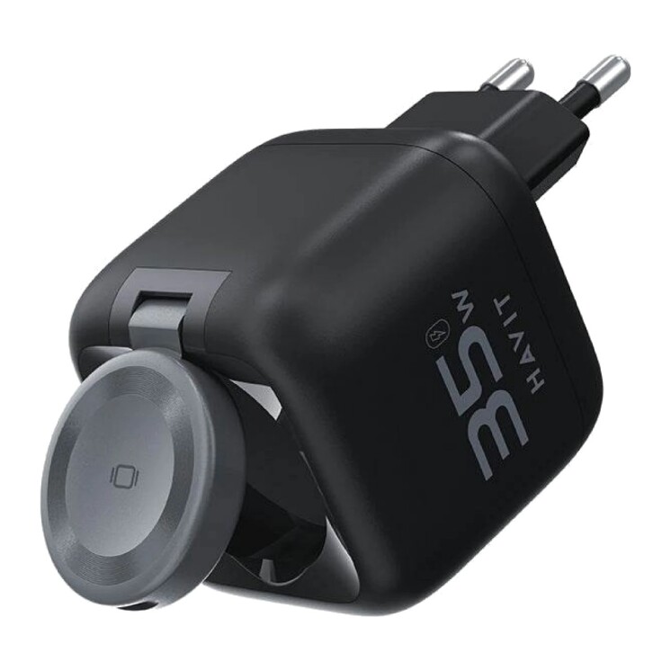 Cargador Havit UC250 GaN 35 W con Cable USB-C Retráctil y Cargador para Reloj Cargador Havit UC250 GaN 35 W con Cable USB-C Retráctil y Cargador para Reloj