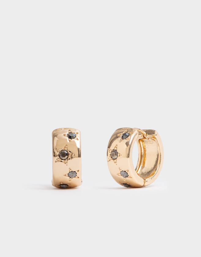 Aros Argollas Limited Edition Aro Argolla De Estrellas - Dorado