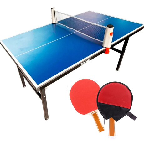 Mini Mesa De Ping Pong Reforzada + Red + Regalos Azul