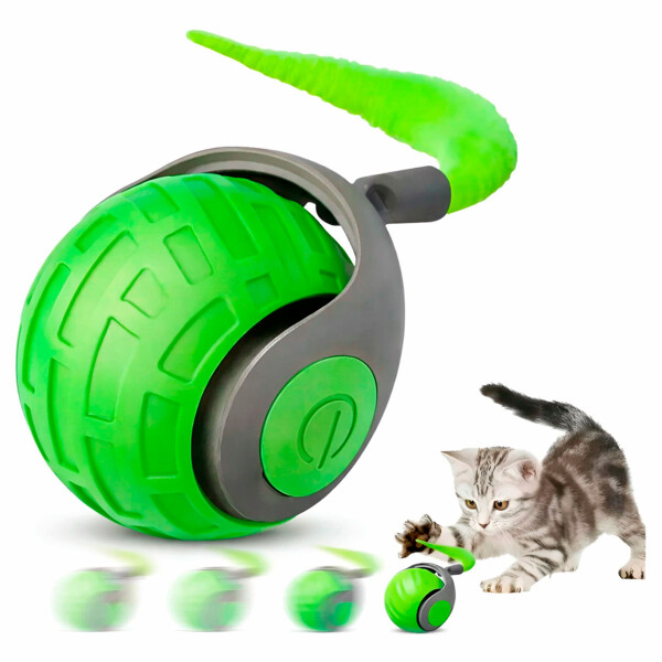 Pelota Inteligente Pelotita Smart Gato Usb Movimiento Luz Color Verde