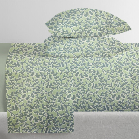 Juego Sábanas Queen Size Bukara 100% Microfibra 251-2 HOJA MENTA