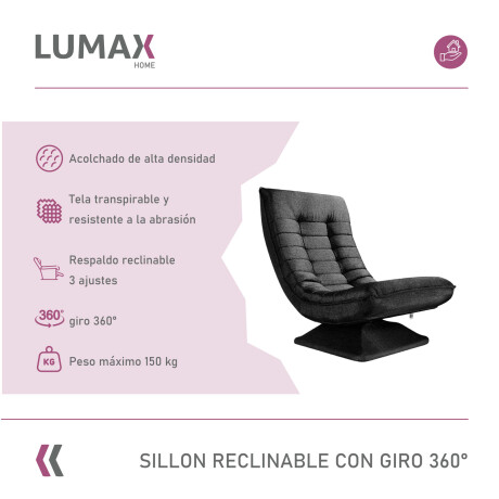 Sillón Reclinable 1 Cuerpo Giratorio 360º Nobby Negro