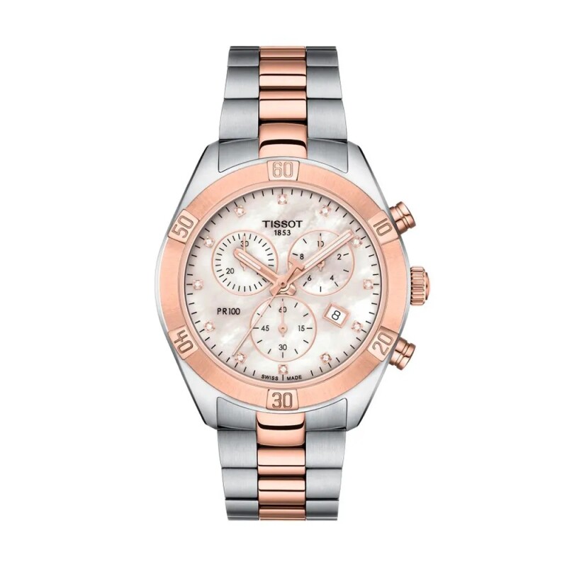 Reloj Tissot T1019172211600 PR 100 Sport Chic Chronograph para mujer de acero bicolor Reloj Tissot T1019172211600 Pr 100 Sport Chic Chronograph Para Mujer De Acero Bicolor