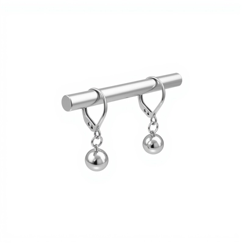 Caravanas Colgante Bola de Plata- Plata 925- Sin Piedra- CA4110 sinpiedra