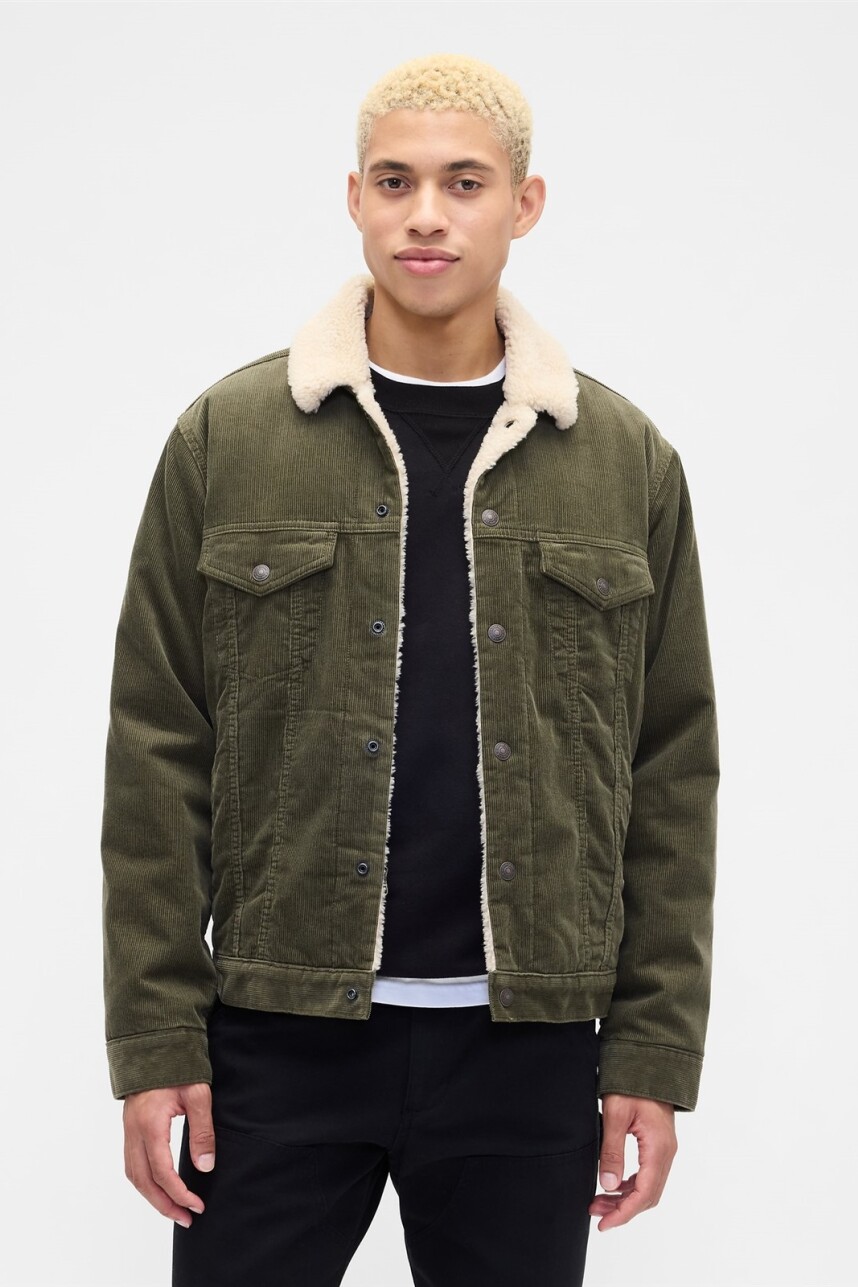 Campera De Jean Con Corderito Hombre Olive Night