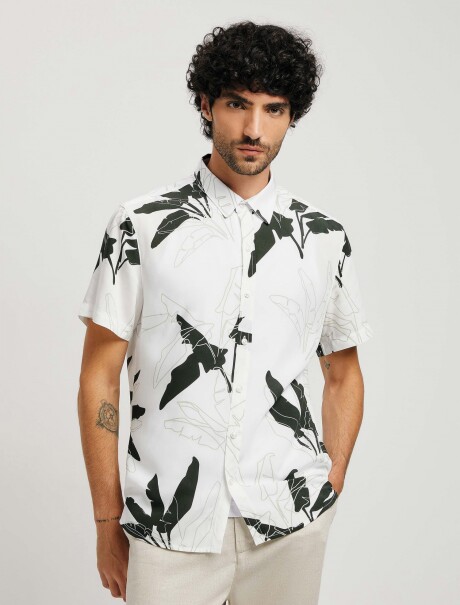 CAMISA ESTAMPADA MODELO COMFORT BLANCO