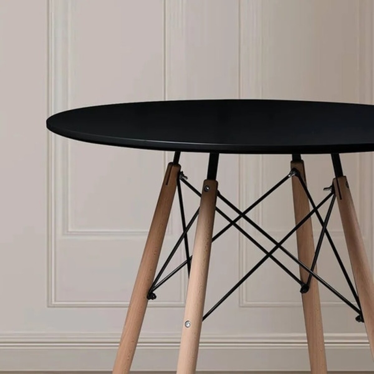 Mesa Comedor Eames Redonda Laqueada 100Cm Premium Calidad - Negro 1 