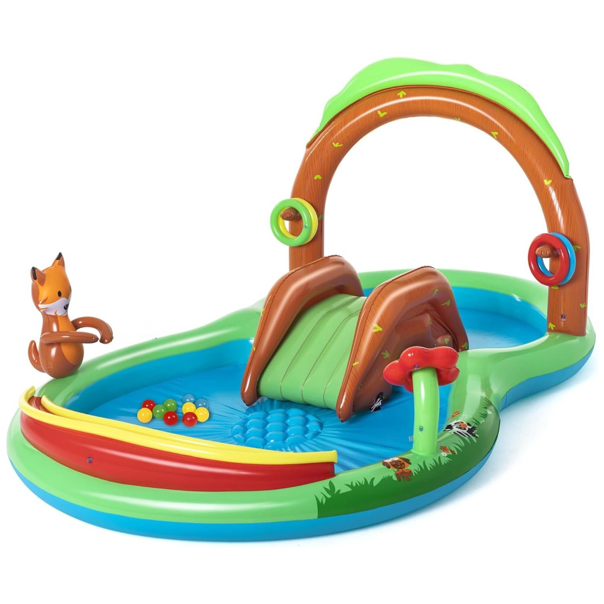 Piscina Doble Infantil Inflable Puente Bosque Juegos Bestway