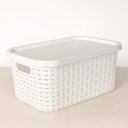 CAJA ORGANIZADORA SIMIL RATTAN 7 LITROS BLANCO Blanco