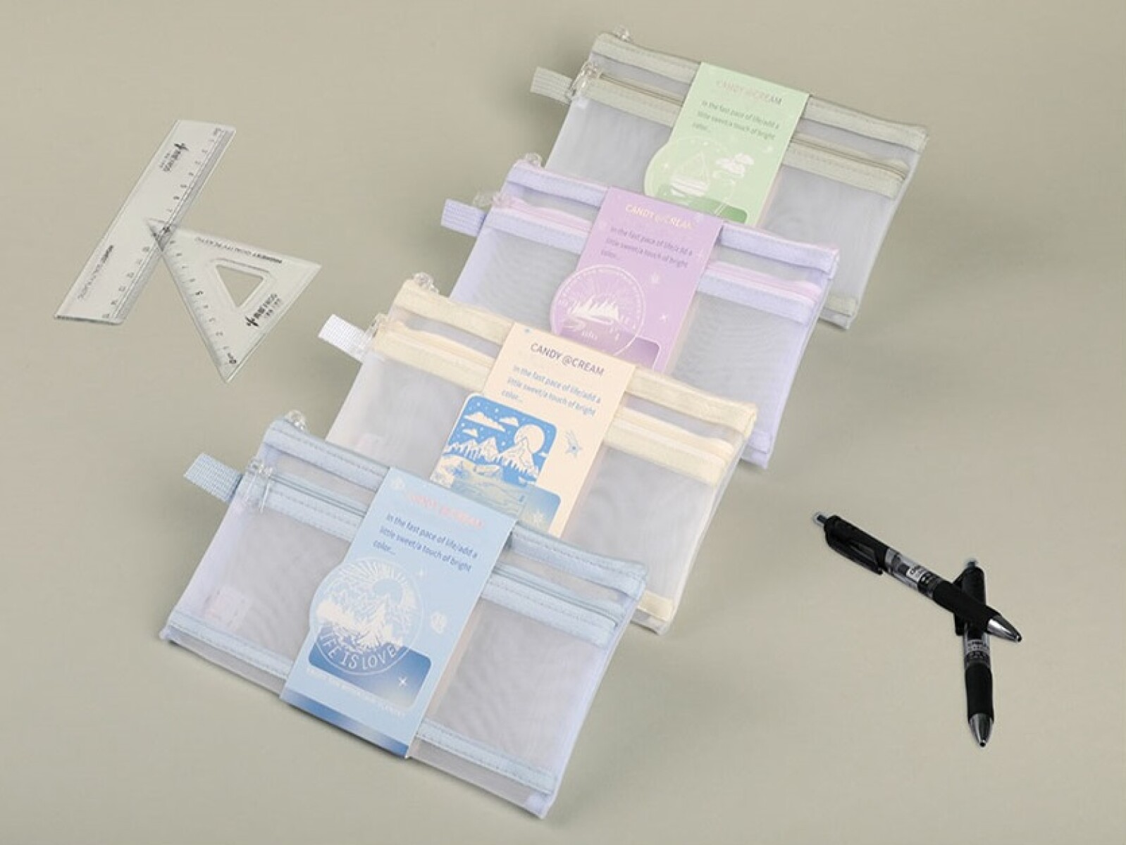 Cartuchera malla - celeste 