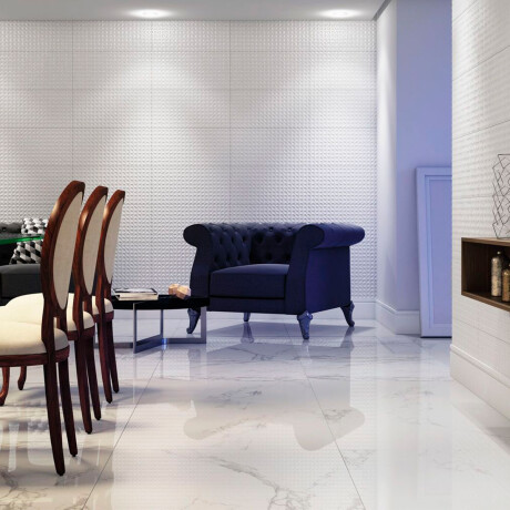 Porcelanato Blanco Marmolado Pulido 84x84Cm piso pared GAMAS DE BLANCO