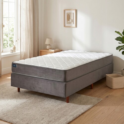 Conjunto Sommier - 1 1/2 PLAZA Espuma D28 160 Kg - Alta Performance Conjunto Sommier - 1 1/2 PLAZA Espuma D28 160 Kg - Alta Performance