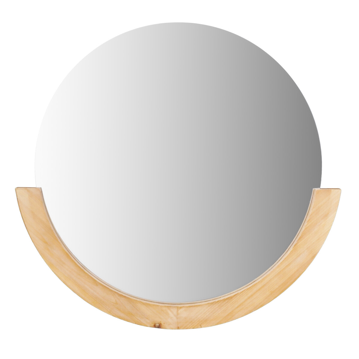 Espejo redondo con marco de madera 