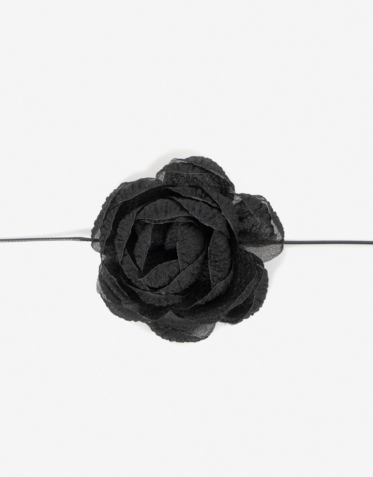 Gomitas Elásticas Flores Gomita Elástica Con Flor Textil - Negro