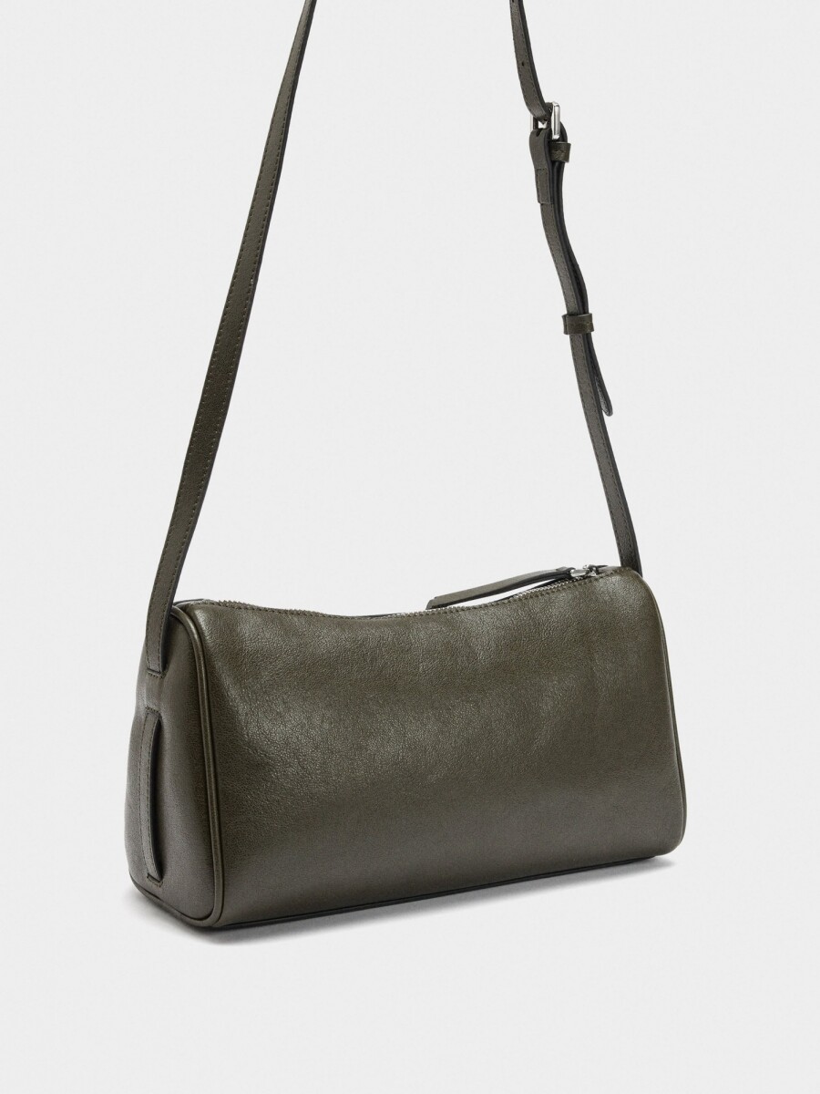 Bolso Bandolera Con Detalles De Piel caqui