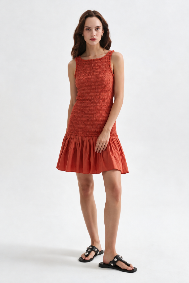Vestido Kamar - Rojo Anaranjado 