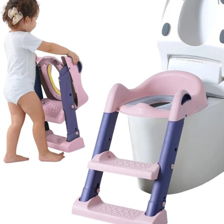 Reductor con escalera para inodoros rosada