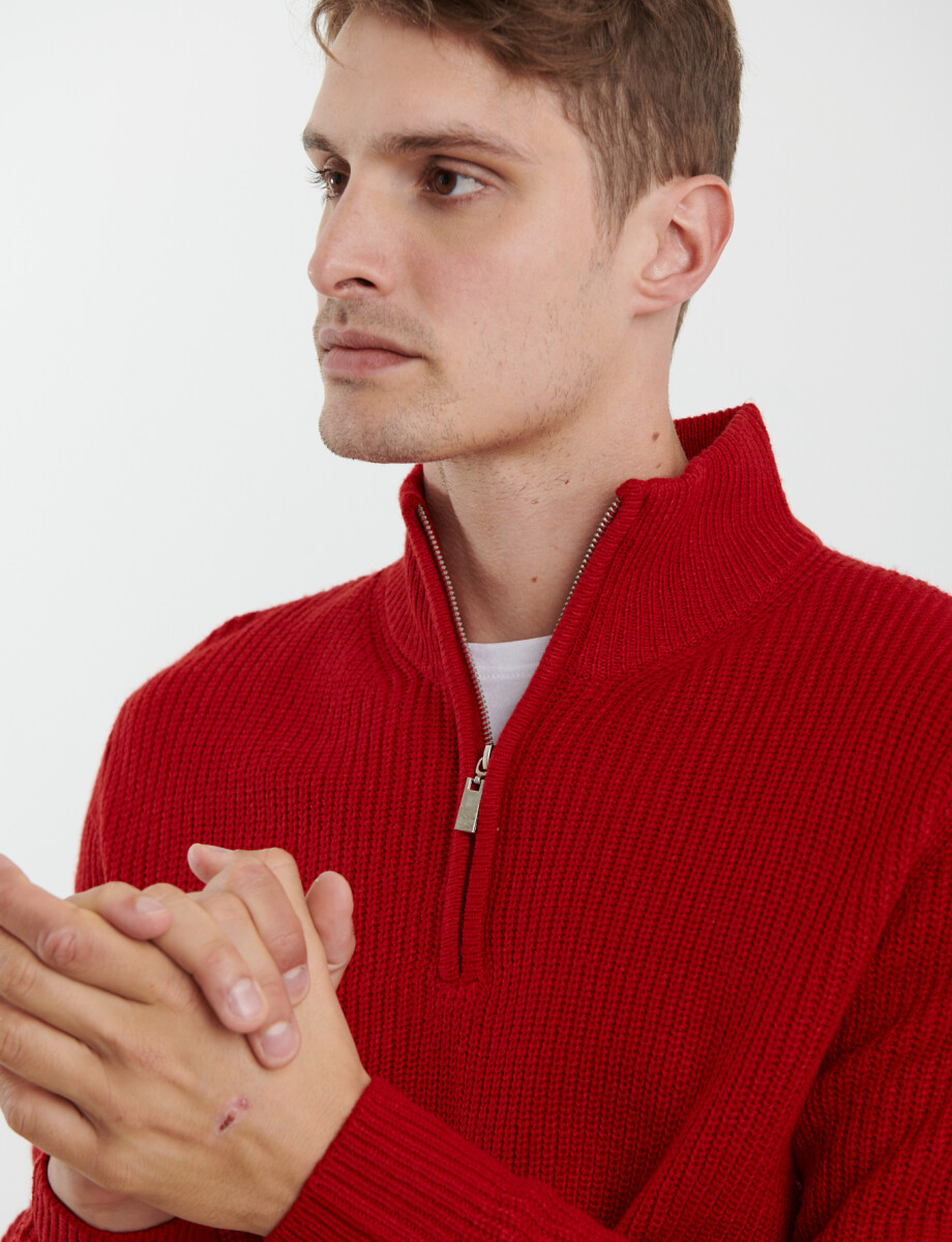 470587 SWEATER PUNTO MEDIO CIERRE HARRY Rojo