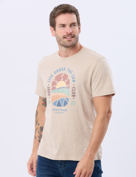 REMERA ESTAMPADA DE ALGODÓN Beige