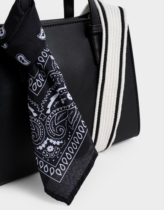 City Boho Cartera City Con Pañuelo - Negro