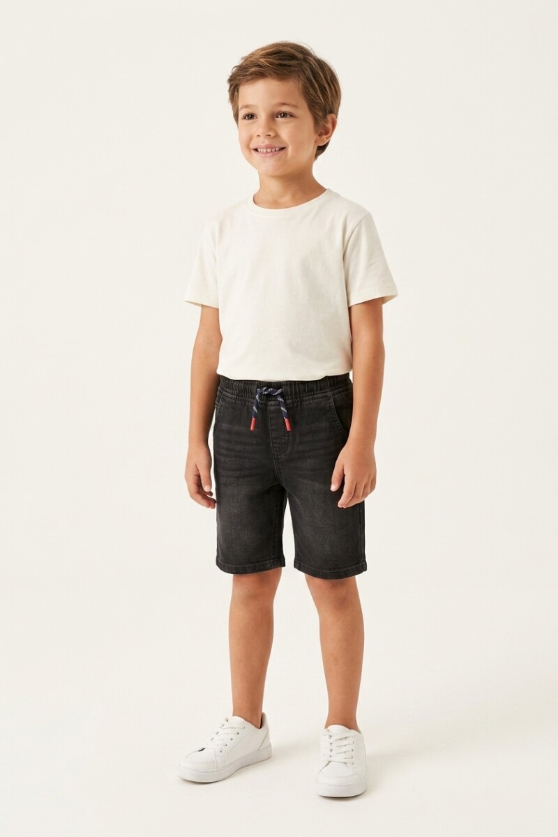 Bermuda de jean con cintura ajustable JEAN OSCURO