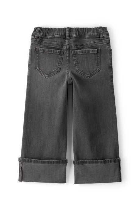 Pantalón jean de pierna ancha y dobladillo Sin color