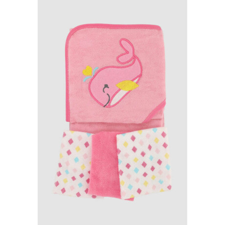 Toalla con capucha + 3 babitas bebe elefante Rosado