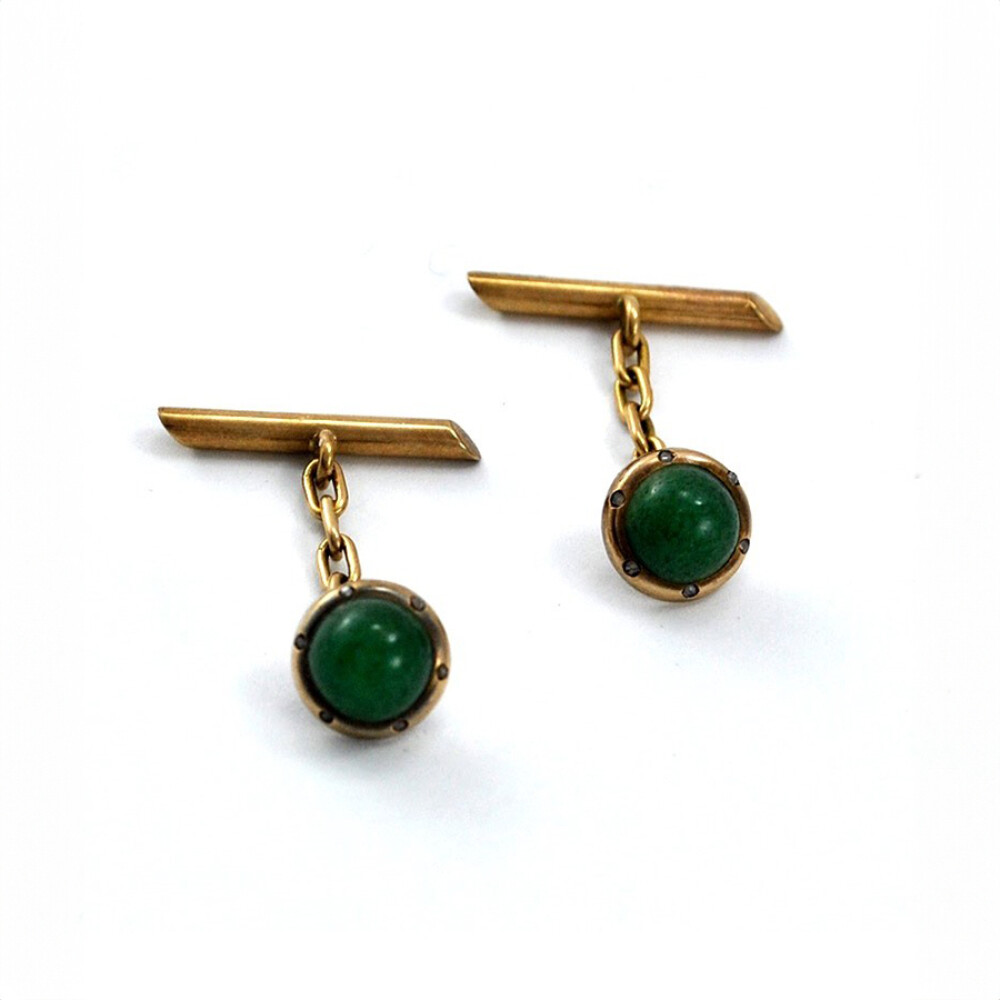 Gemelos Antiguos Oro 18K, Diamantes Y Amazonitas. Circa 1900´S Gemelos Antiguos Oro 18K, Diamantes Y Amazonitas. Circa 1900´S