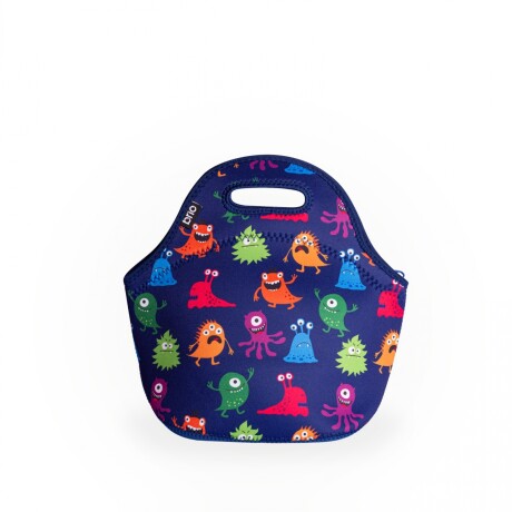 Set de mochila infantil animales de neopreno, lunchera de neopreno y botella de acero inoxidable 500ml brio set-monstruos
