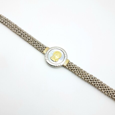 Pulsera de plata 925, double en oro 18 kes, nácar, VIRGEN NIÑA. Pulsera de plata 925, double en oro 18 kes, nácar, VIRGEN NIÑA.